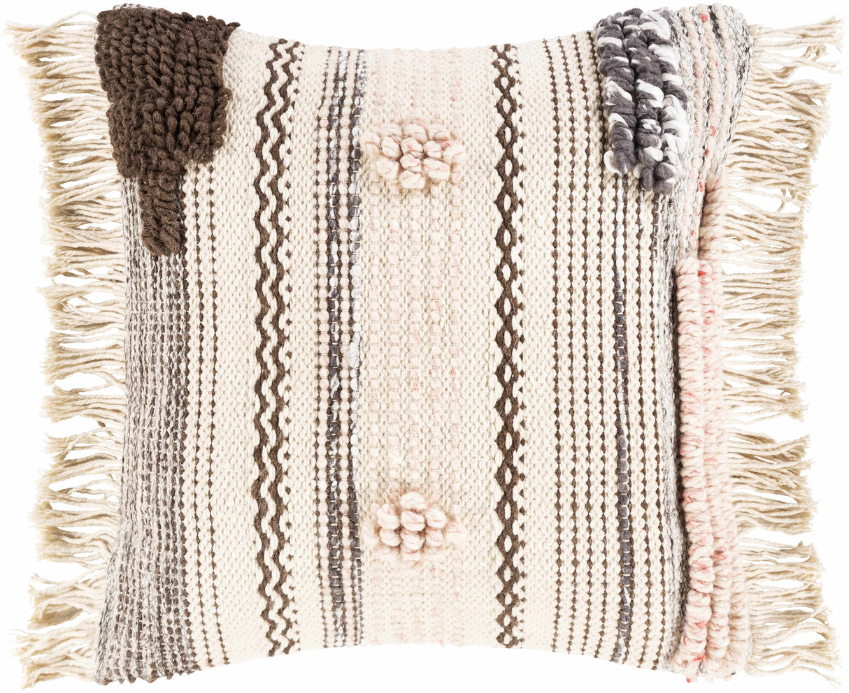 Lenorah Pink&White Textured Throw Pillow - Clearance-Throw Pillows-Parc Decor