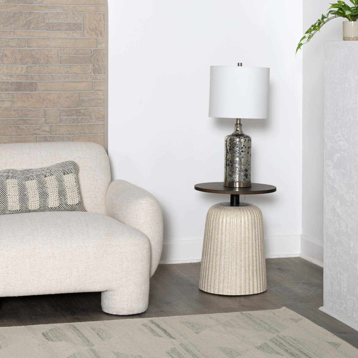 Lentner Ribbed White Ceramic Table Lamp-Lighting-Parc Decor