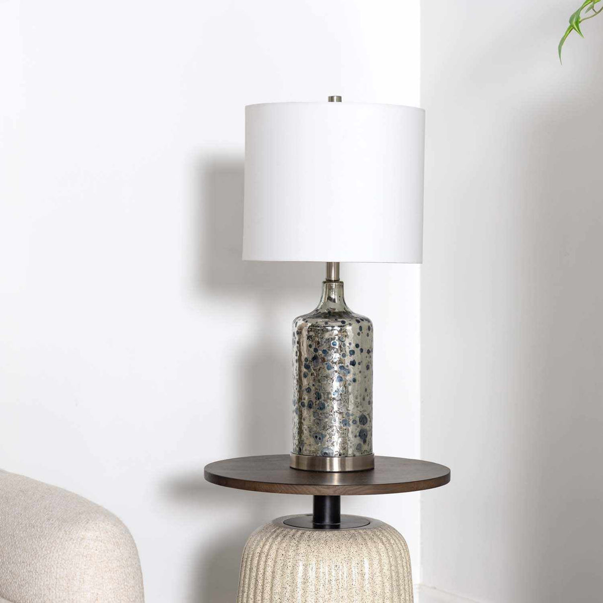 Lentner Ribbed White Ceramic Table Lamp-Lighting-Parc Decor