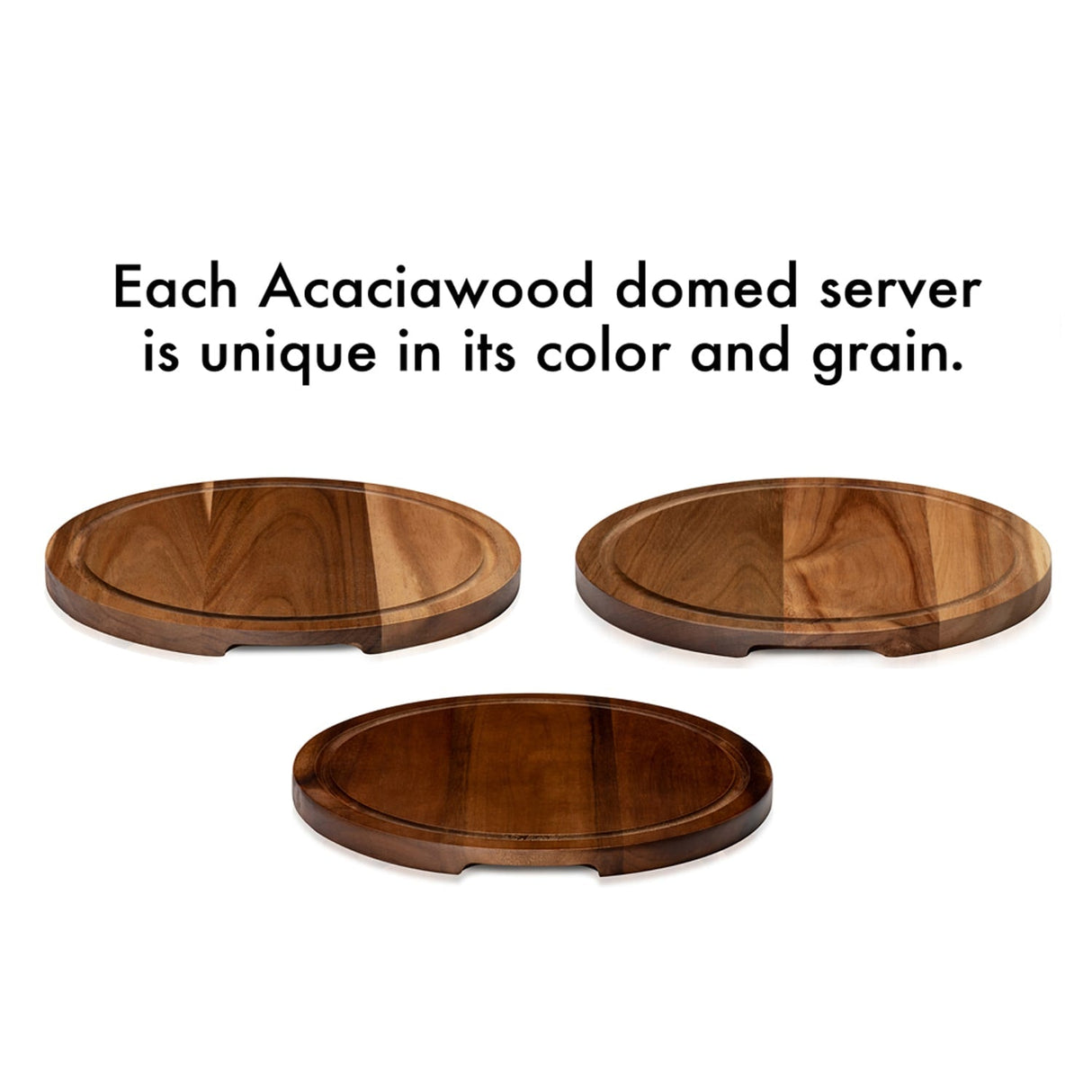 Libbey Acaciawood Flat Round Wood Server Cake Stand with Glass Dome-Serveware-Parc Decor