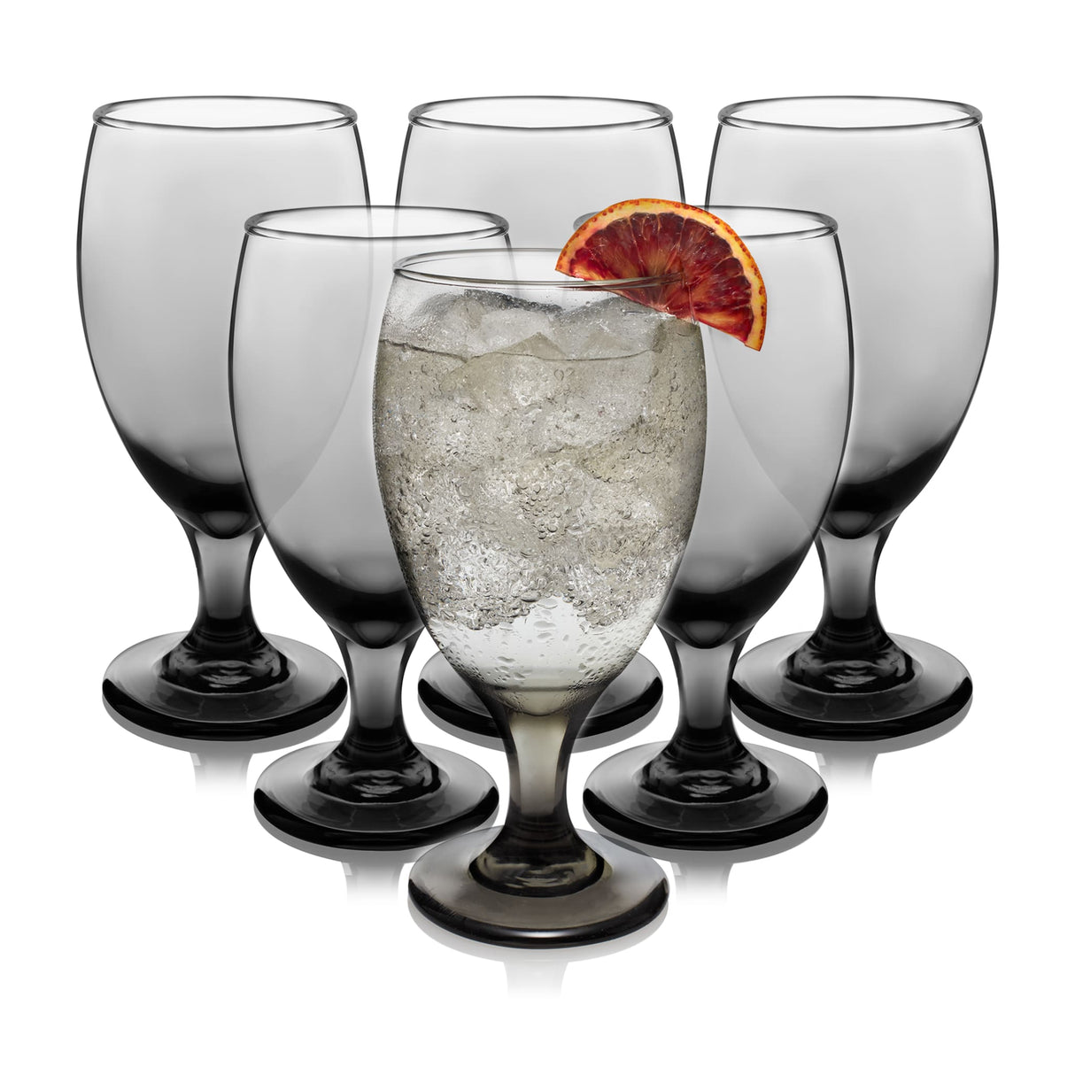 Libbey Classic Smoke Goblet Beverage Glasses, 16.25 ounce, Set of 6-Stemware-Parc Decor