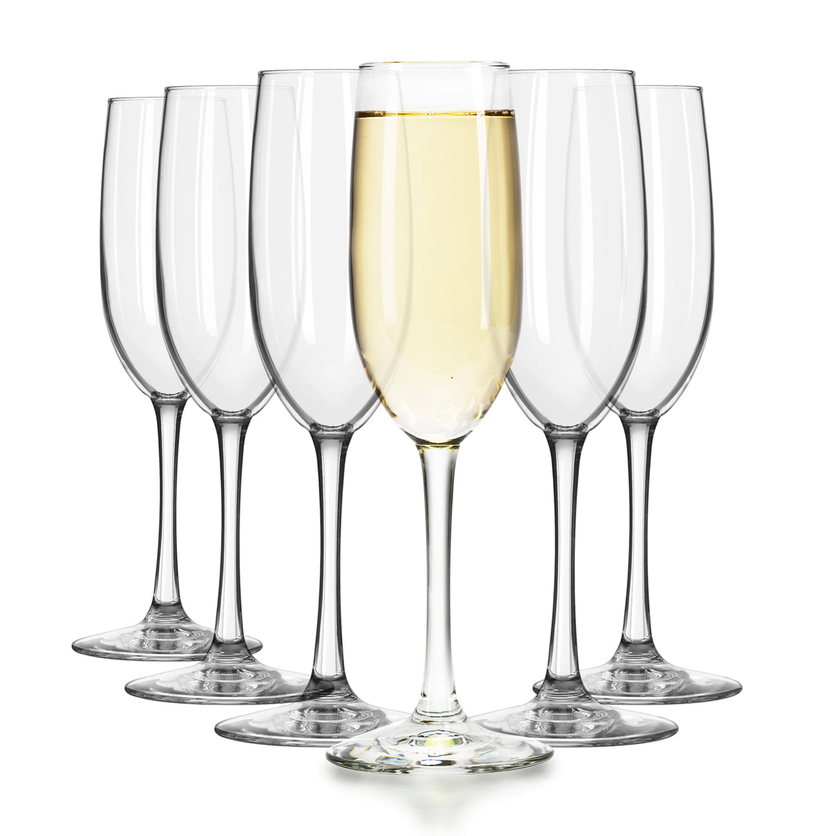 Libbey Entertaining Essentials Flute Glasses, 8 ounce, Set of 6-Stemware-Parc Decor