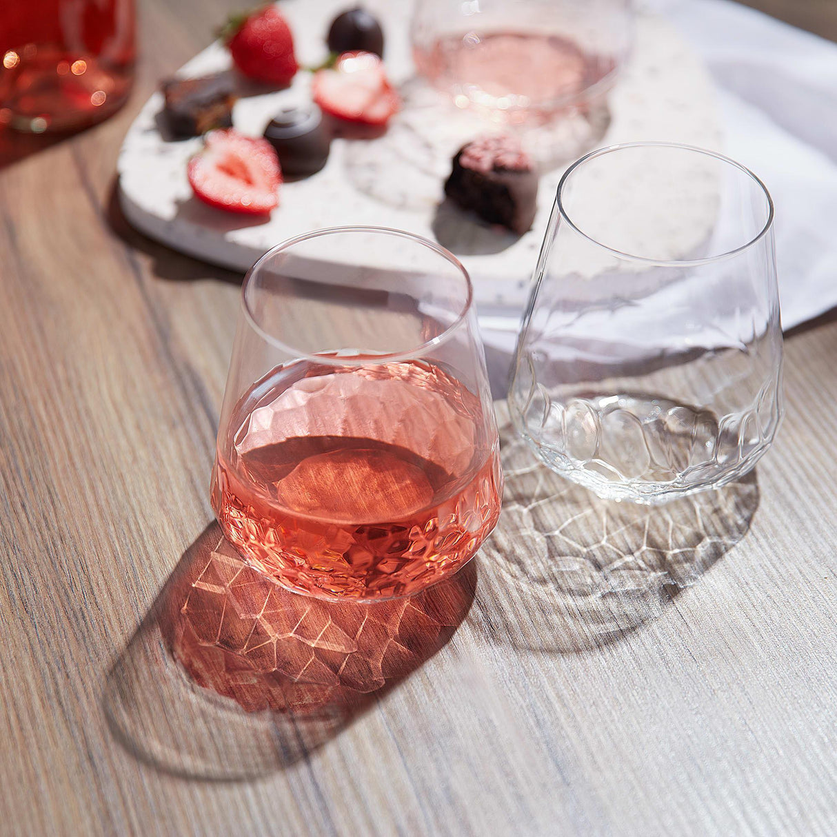Libbey Hammered Base All Purpose Stemless Wine Glass, 17.75 ounce, Set of 8