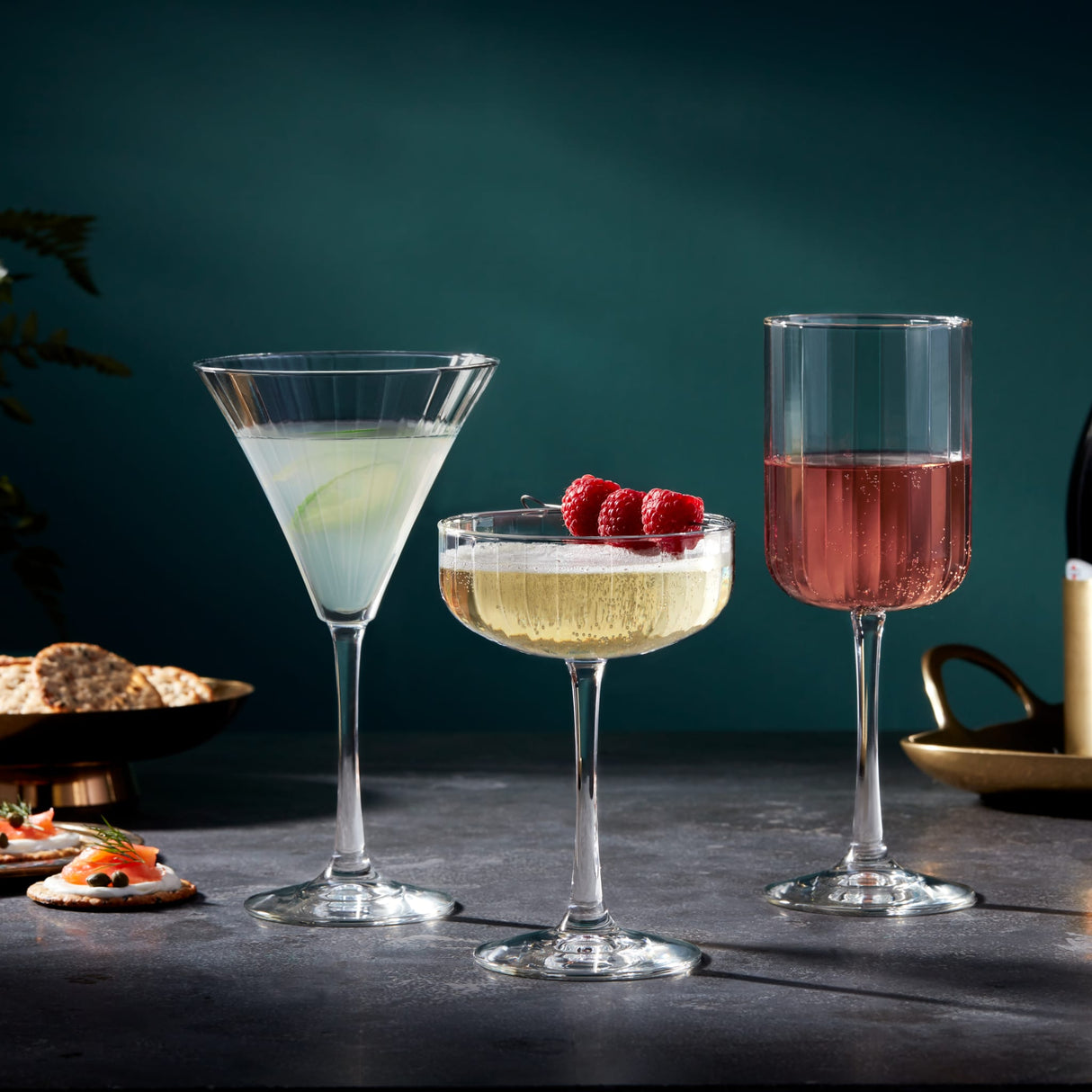 Libbey Paneled Martini Glasses, 9.5 ounce, Set of 4