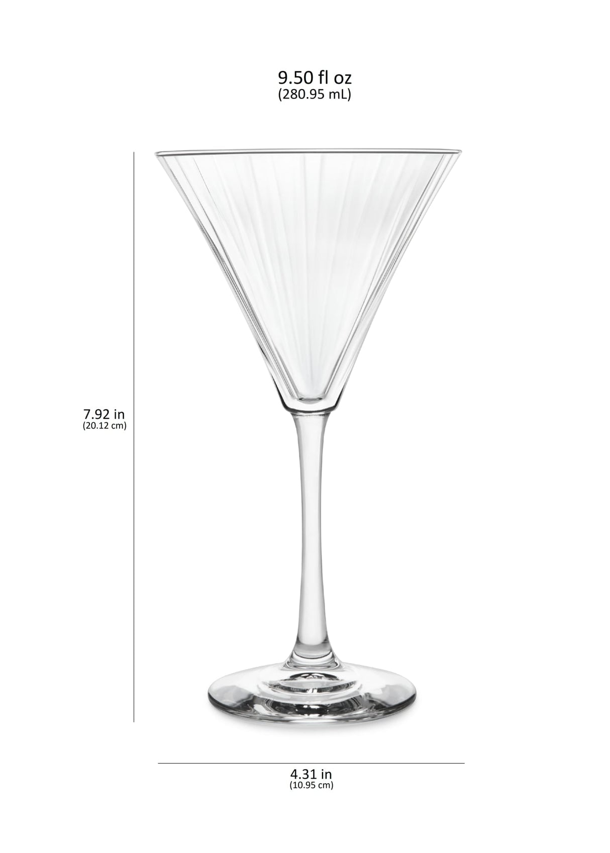 Libbey Paneled Martini Glasses, 9.5 ounce, Set of 4-Stemware-Parc Decor