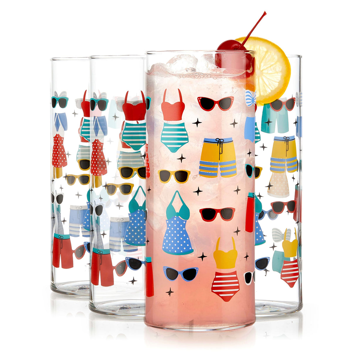 Libbey Vintage Swimsuits Cooler Glasses, 16 ounce, Set of 4-Beverageware-Parc Decor