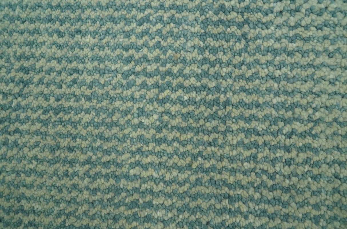 Light Blue and Beige Stripes Design Contemporary Custom Made wool Area Rug
