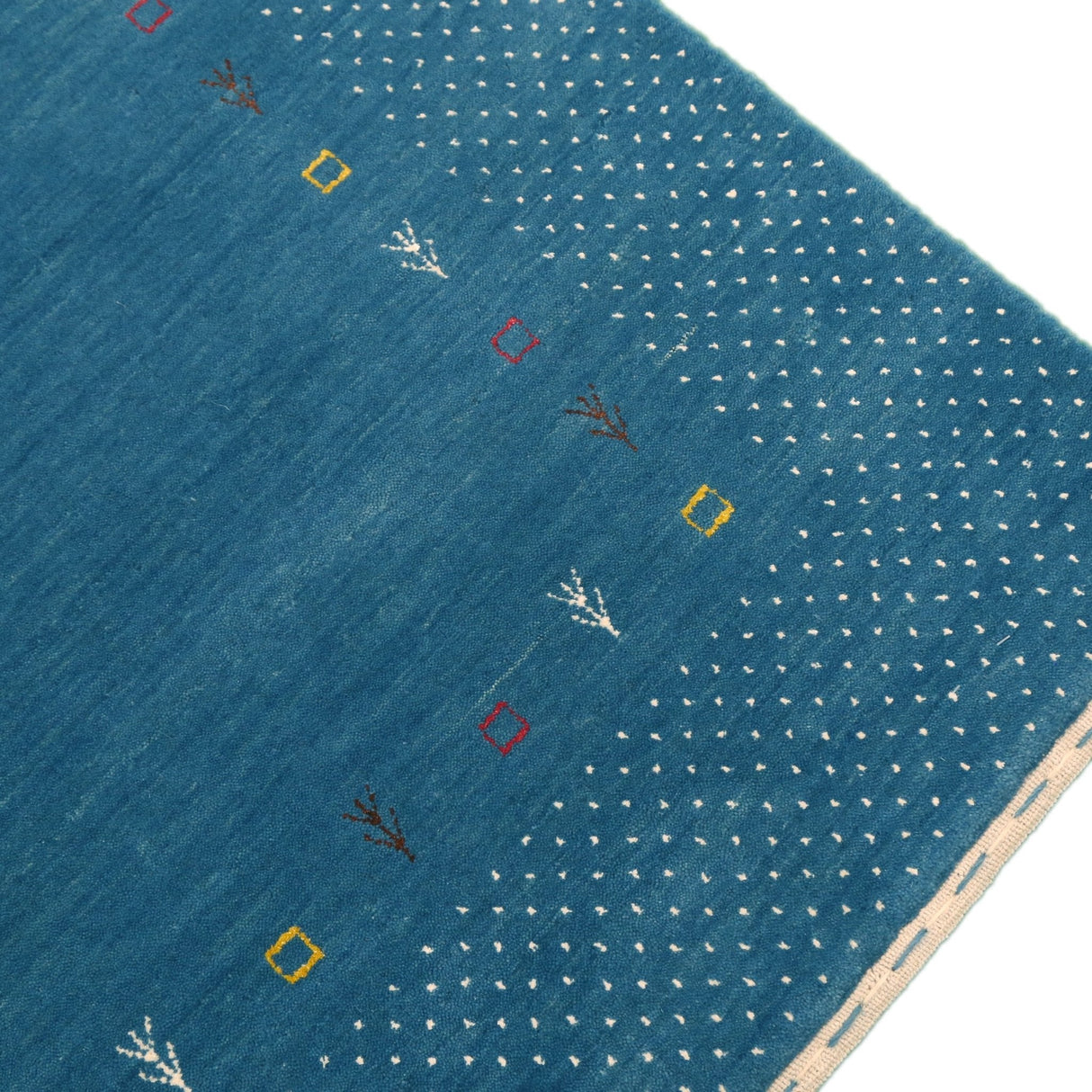 Light Blue Contemporary Gabbeh Border Design Hand Loomed Wool Area Rug