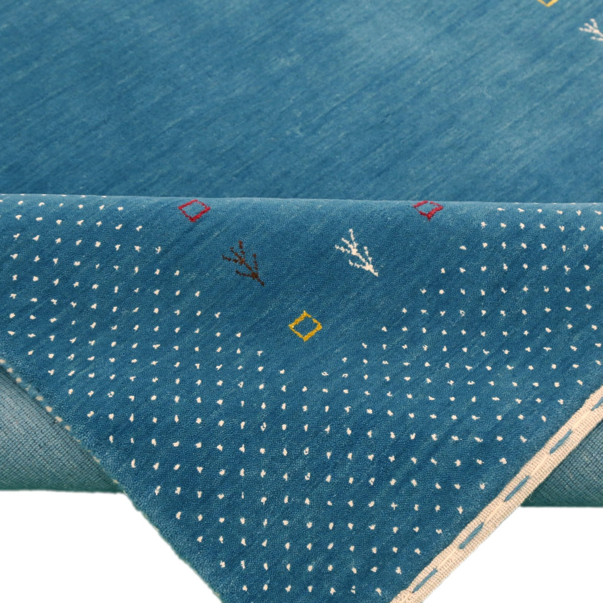 Light Blue Contemporary Gabbeh Border Design Hand Loomed Wool Area Rug