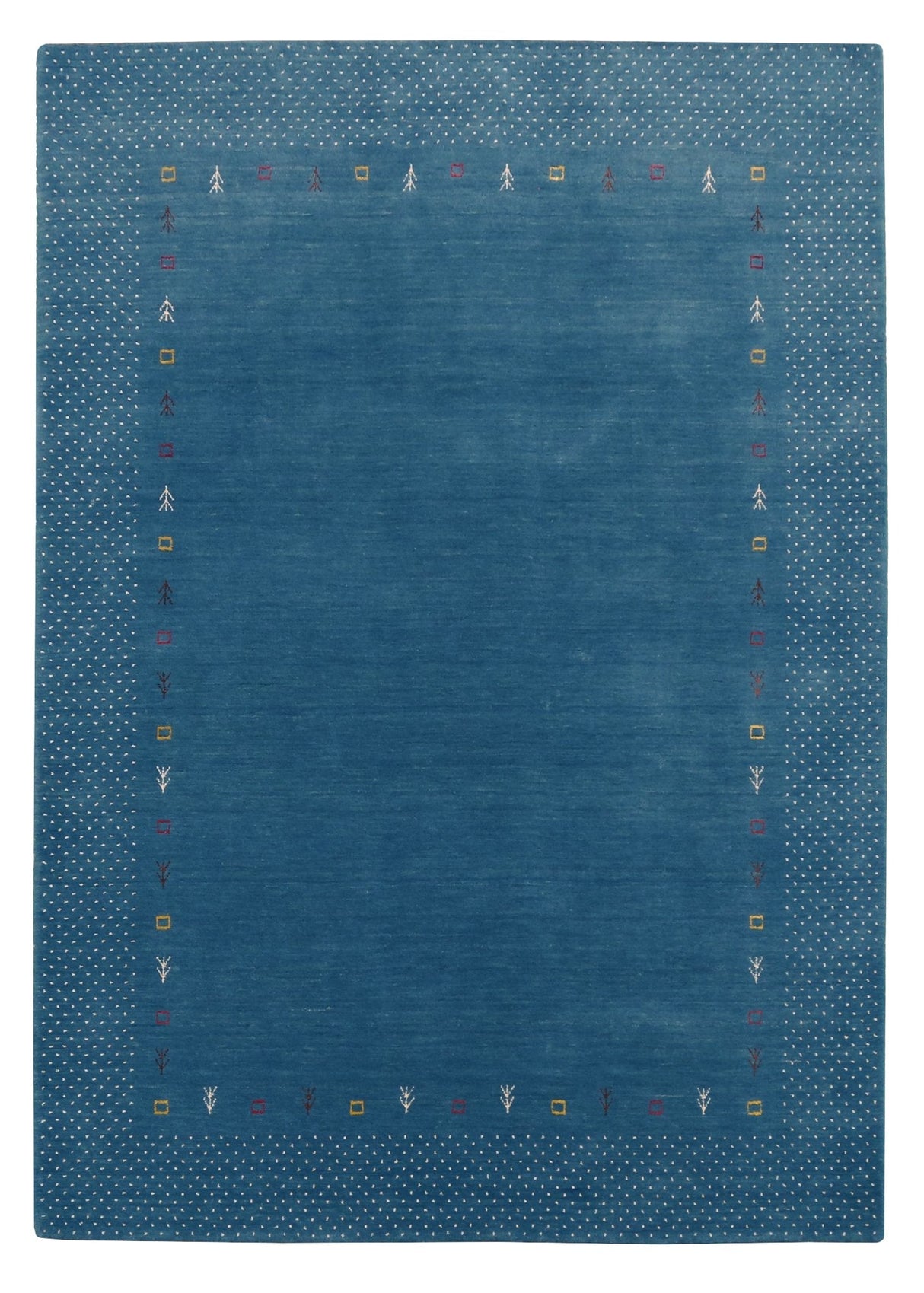 Light Blue Contemporary Gabbeh Border Design Hand Loomed Wool Area Rug