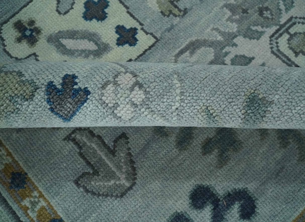 Light Blue Hand knotted Traditional Oushak Multi Size wool Area Rug