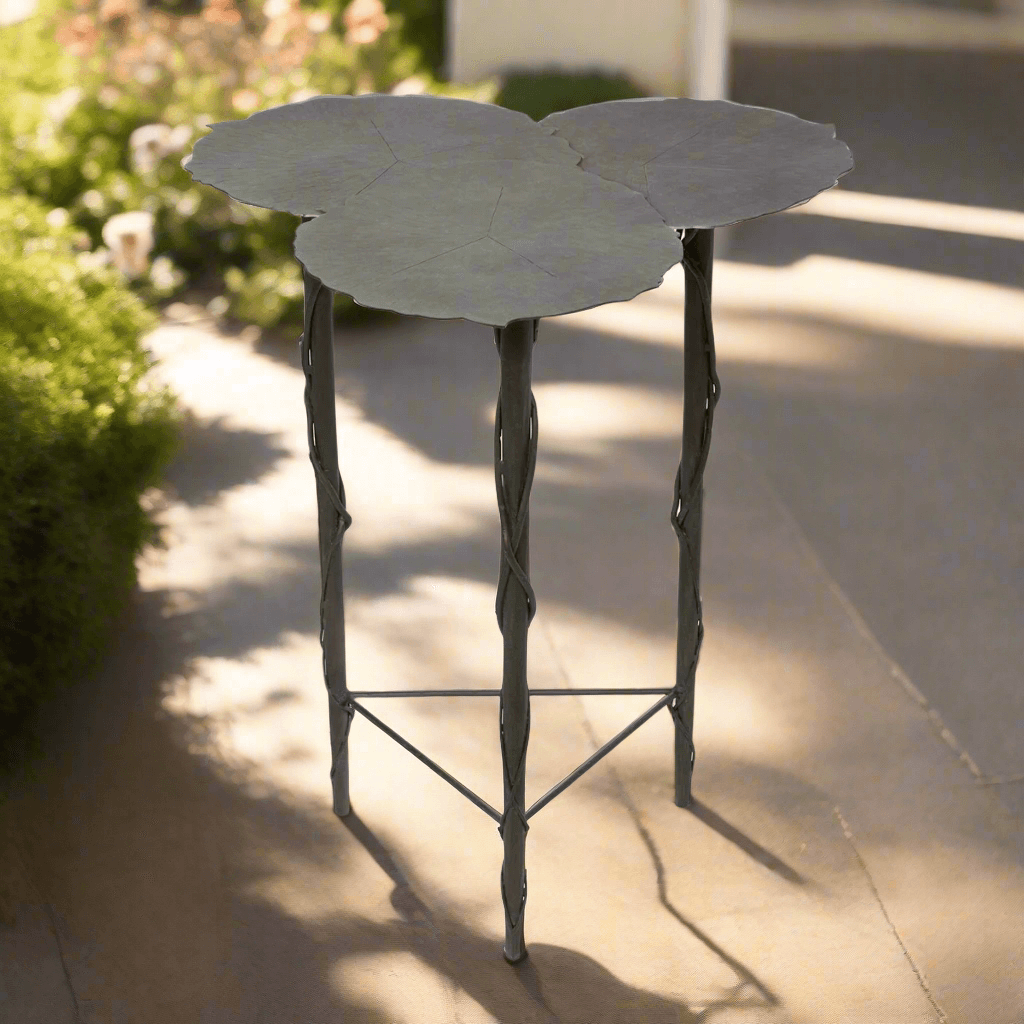 Lily Pad Side Table – Outdoor Iron Accent with Aged Patina-Table-Parc Decor