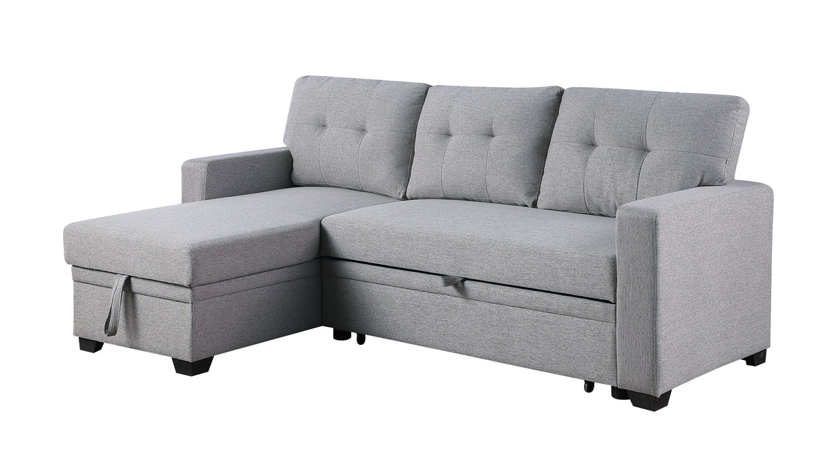 Linen Pull Out Sectional Sofa with Storage Chaise-sofa-Parc Decor