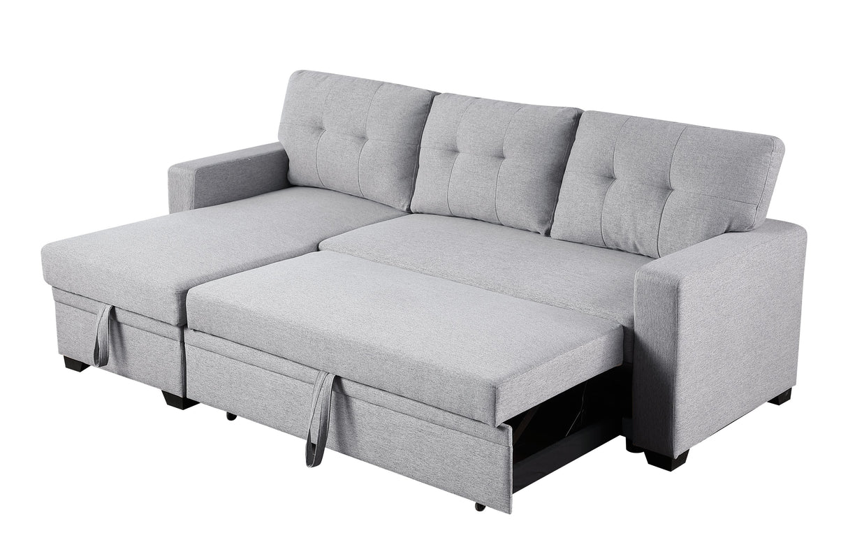 Linen Pull Out Sectional Sofa with Storage Chaise-sofa-Parc Decor