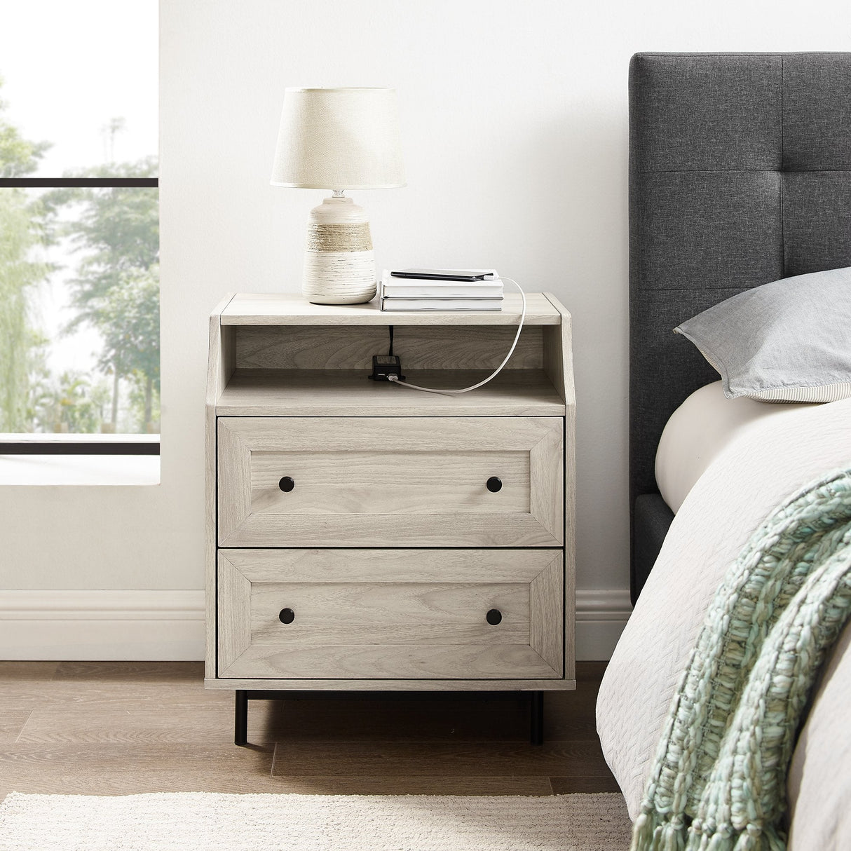 Lisa 2 Drawer Nightstand with USB-Bedroom-Parc Decor