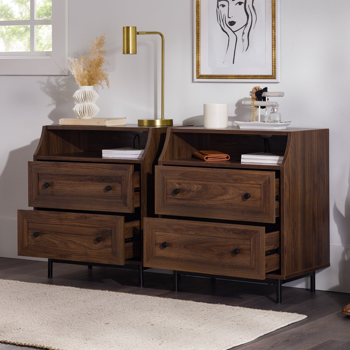 Lisa 2 Drawer Nightstand with USB-Bedroom-Parc Decor