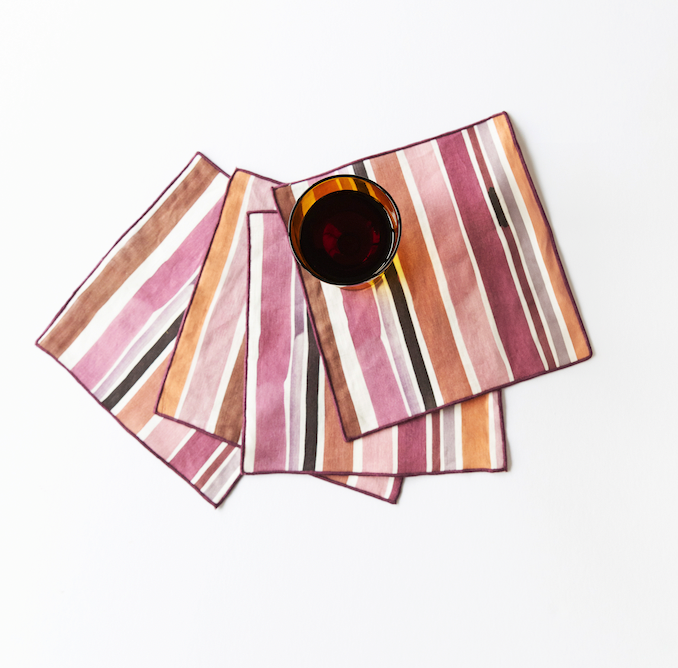 Lisbon Stripe Cocktail Napkin Set-Cocktail Napkins-Parc Decor