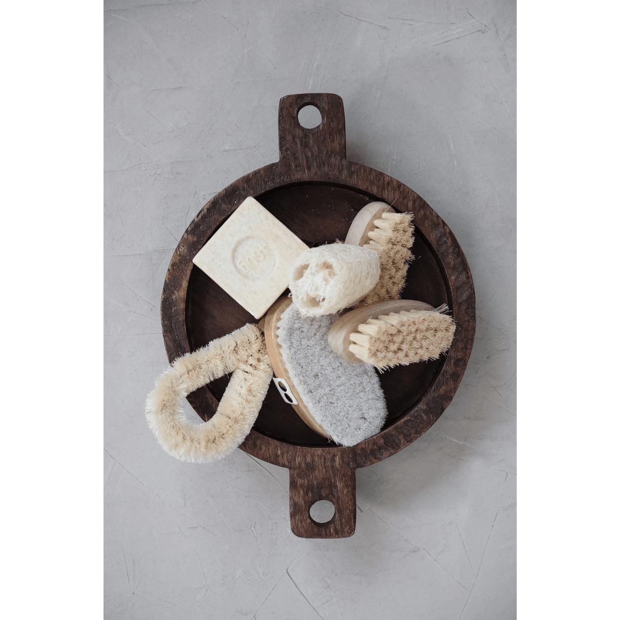 Loofah Brush with Cotton Rope Hanger, Natural