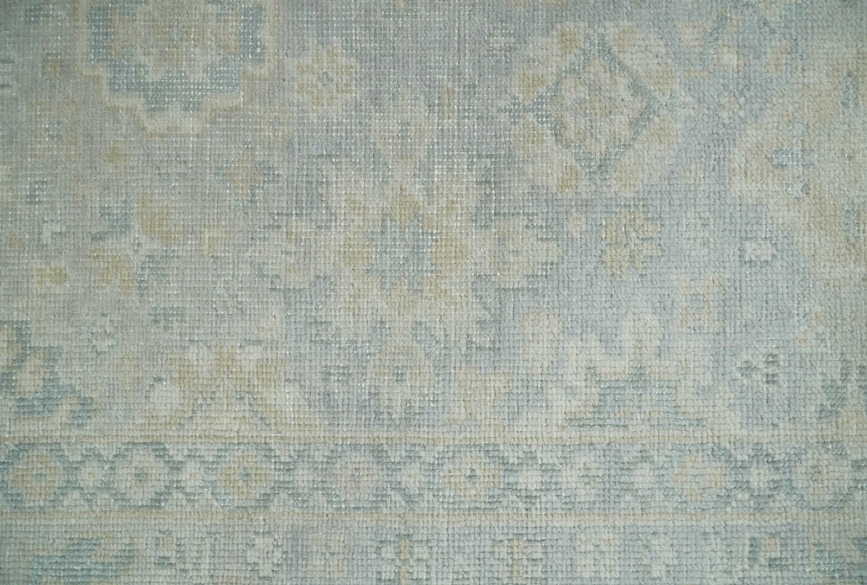Low Pile 2x3 Hand Knotted Gray, Beige and Ivory Traditional Oushak Wool Rug