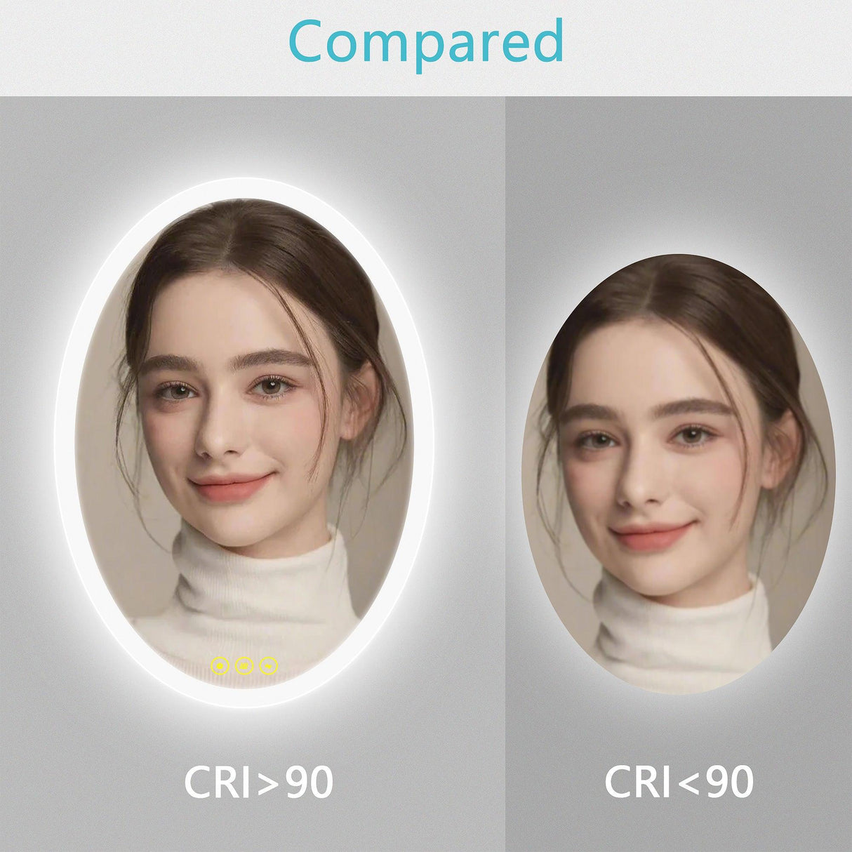 LuminaMirror Oval Frameless LED Anti-Fog Dimmable Bathroom Vanity Mirror-镜子-Parc Decor