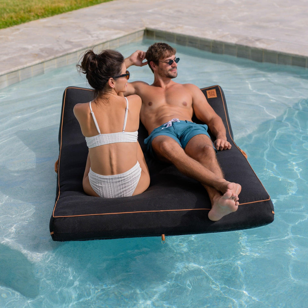 Lux Double Inflatable Chaise Pool Float with Sunbrella® Fabric