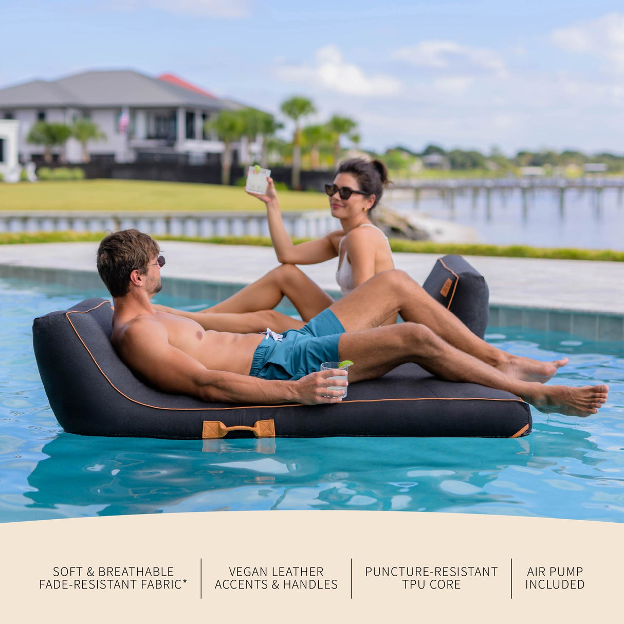 Lux Inflatable Chaise Pool Lounger with Sunbrella® Fabric