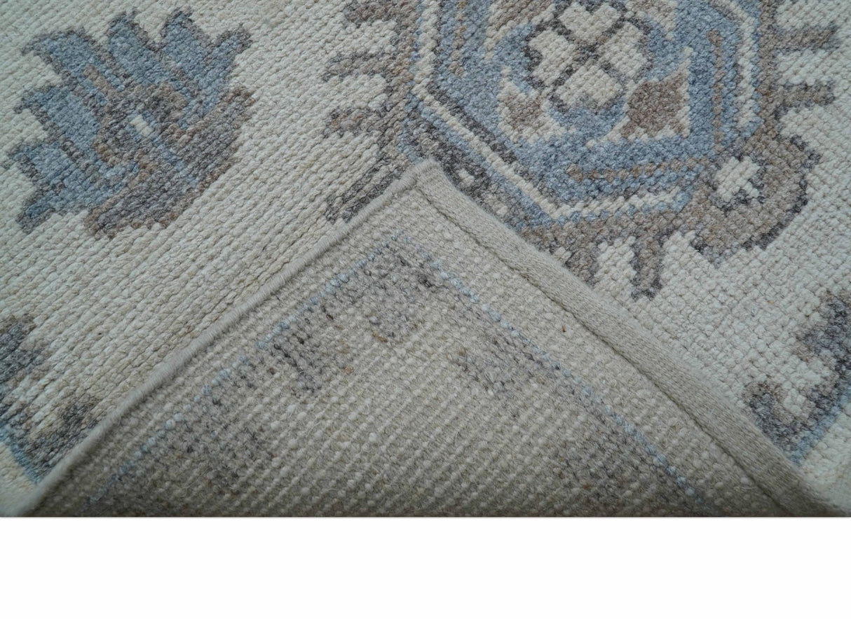 Luxe Custom Made Turkish Ivory Hand knotted Wool And Linen Blend Rug