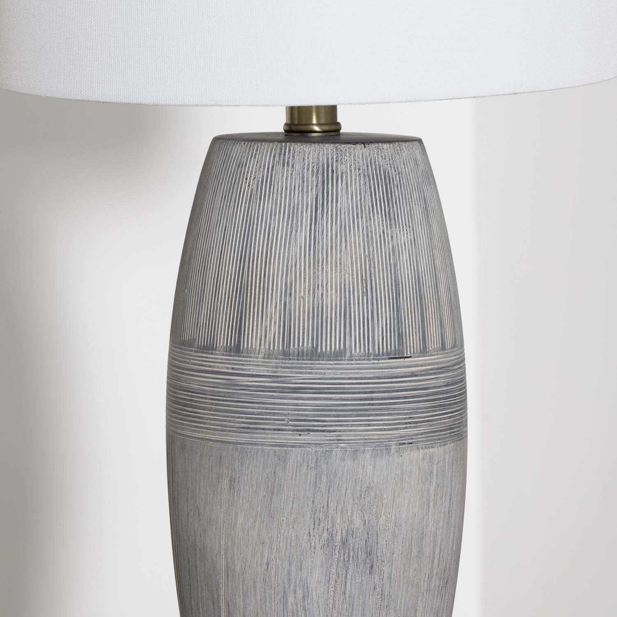 Mabayo Ribbed White Ceramic Table Lamp-Lighting-Parc Decor