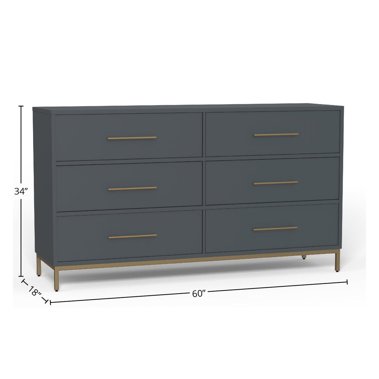 Madelyn Six Drawer Dresser – Slate Gray-Dresser & Chest-Parc Decor