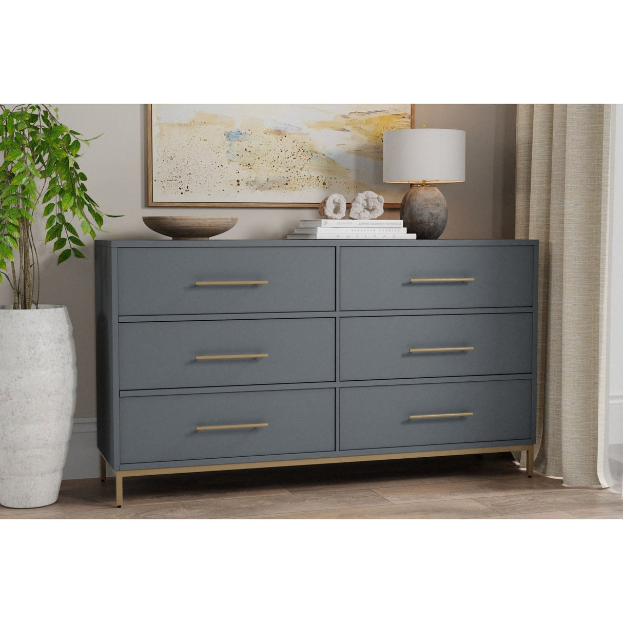 Madelyn Six Drawer Dresser – Slate Gray-Dresser & Chest-Parc Decor