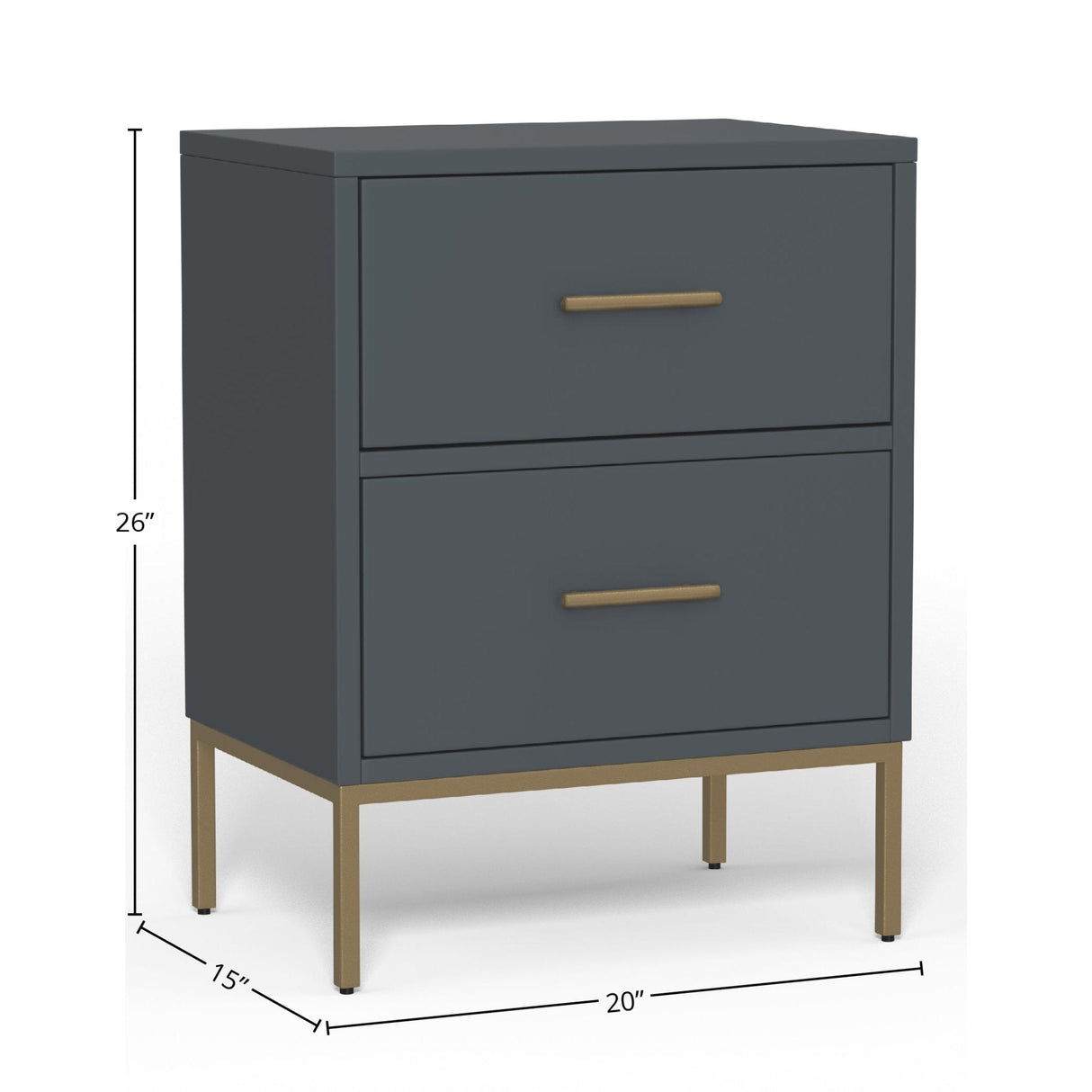 Madelyn Two Drawer Nightstand, Slate Gray-Nightstands-Parc Decor