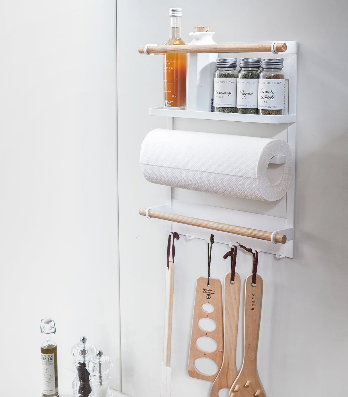 Organizador de cocina magnético - Acero + Madera