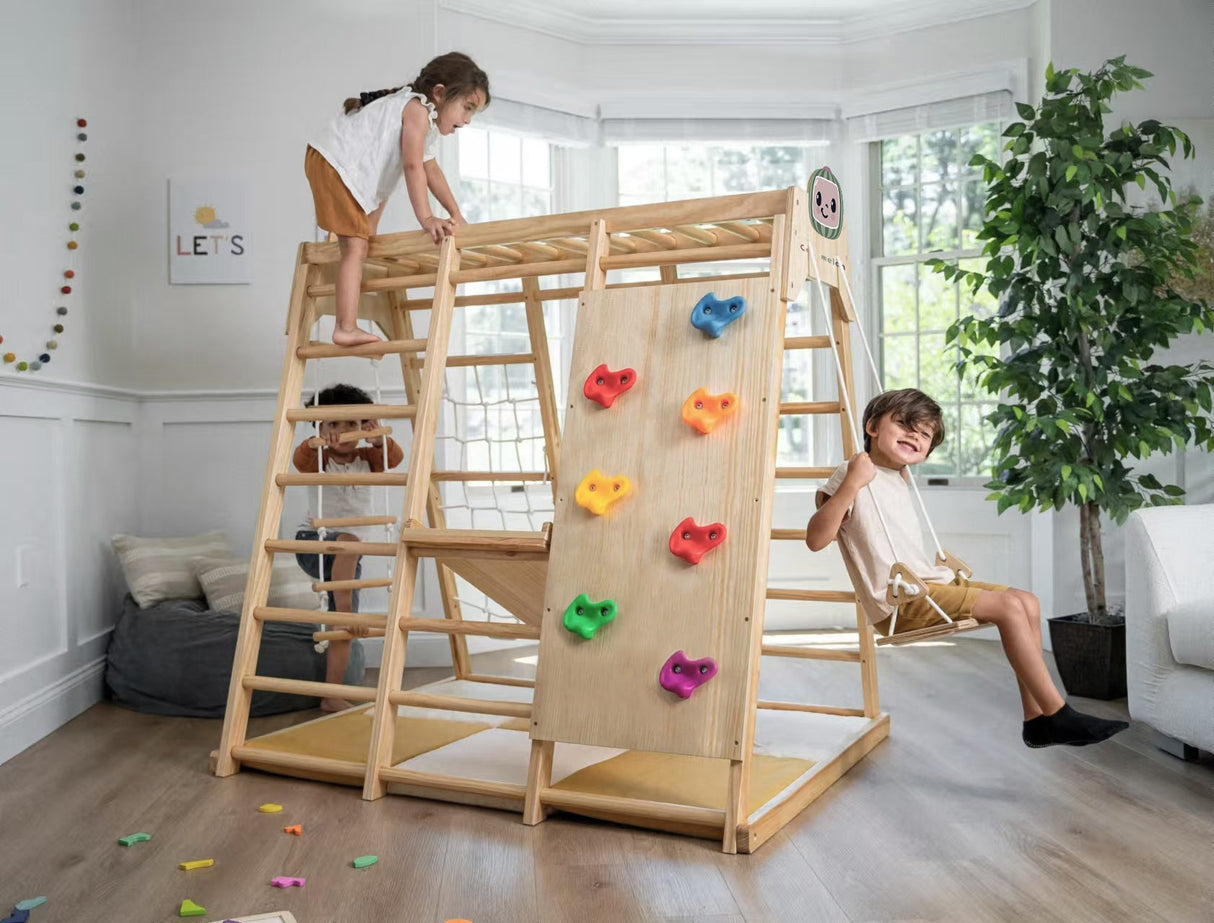 Magnolia Cocomelon 7-in-1 Wooden Indoor Playset – Montessori Climber for Toddlers-Indoor-Parc Decor