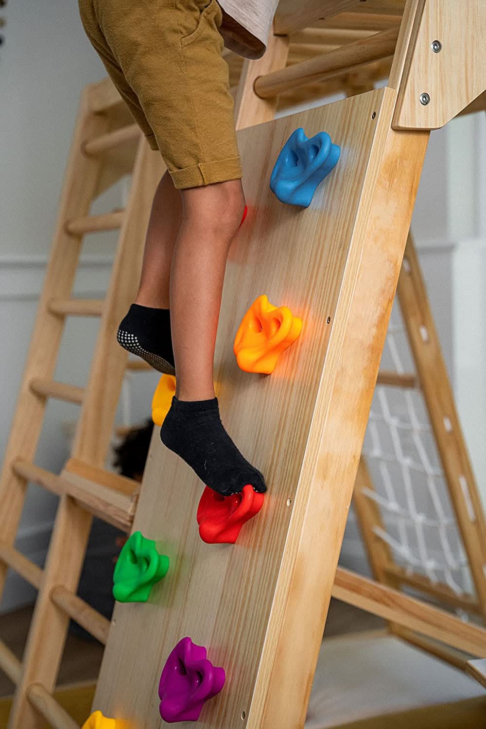 Magnolia | Indoor Wooden Jungle Gym with Monkey Bars, Rock Wall & Swing