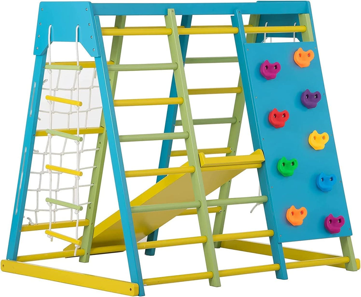 Magnolia | Indoor Wooden Jungle Gym with Monkey Bars, Rock Wall & Swing