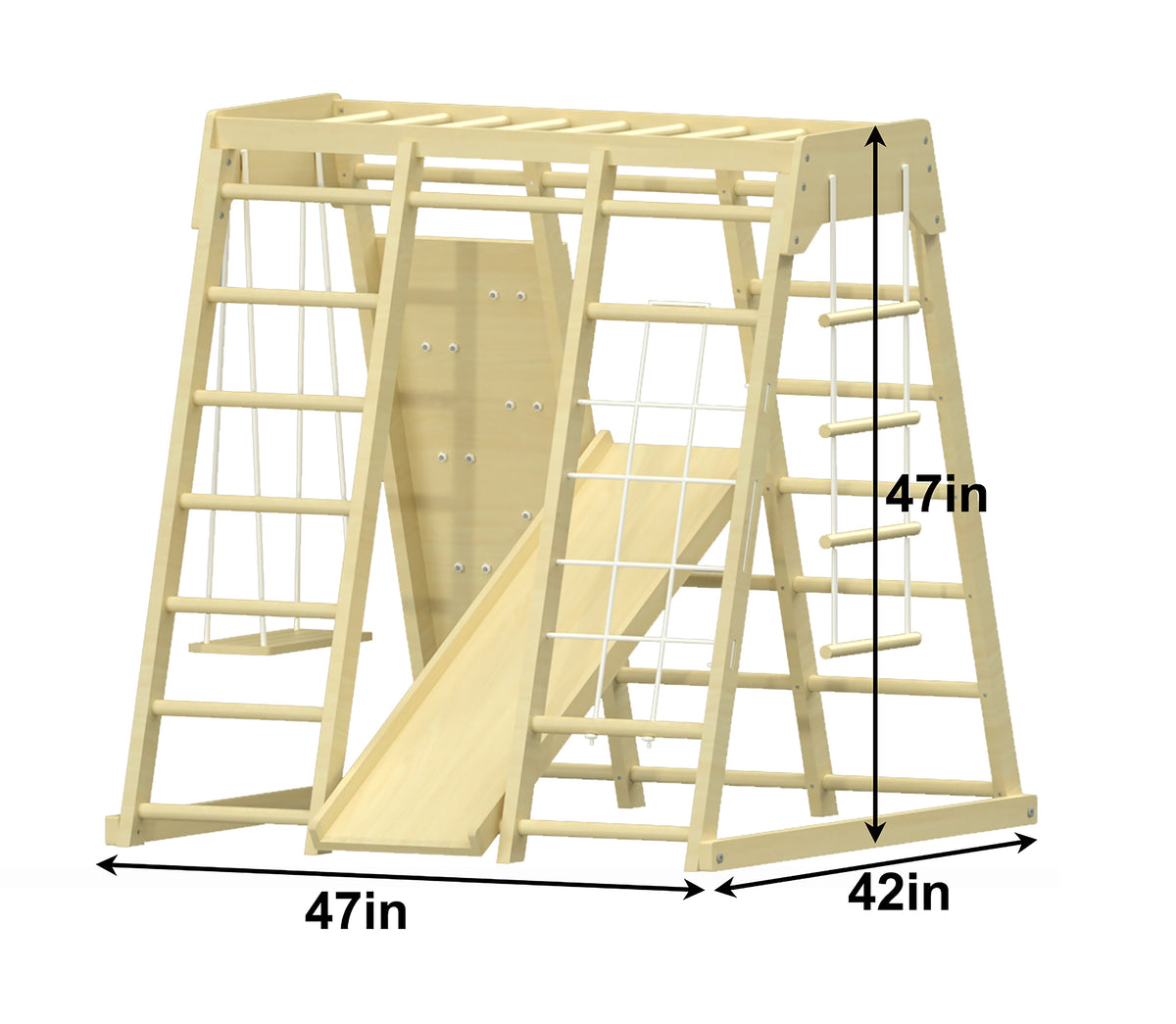Magnolia | Indoor Wooden Jungle Gym with Monkey Bars, Rock Wall & Swing