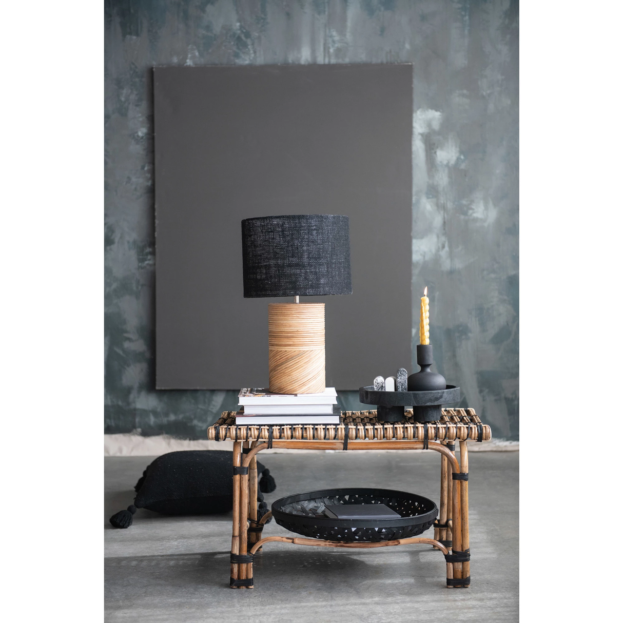 Mango Wood Taper Candle Holder, Black-Candles and Candle Accessories-Parc Decor