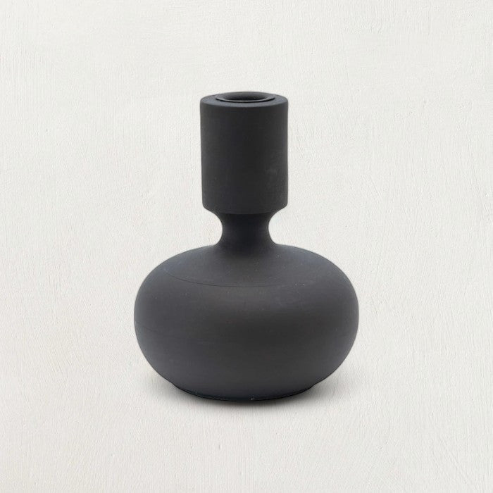 Mango Wood Taper Candle Holder, Black-Candles and Candle Accessories-Parc Decor