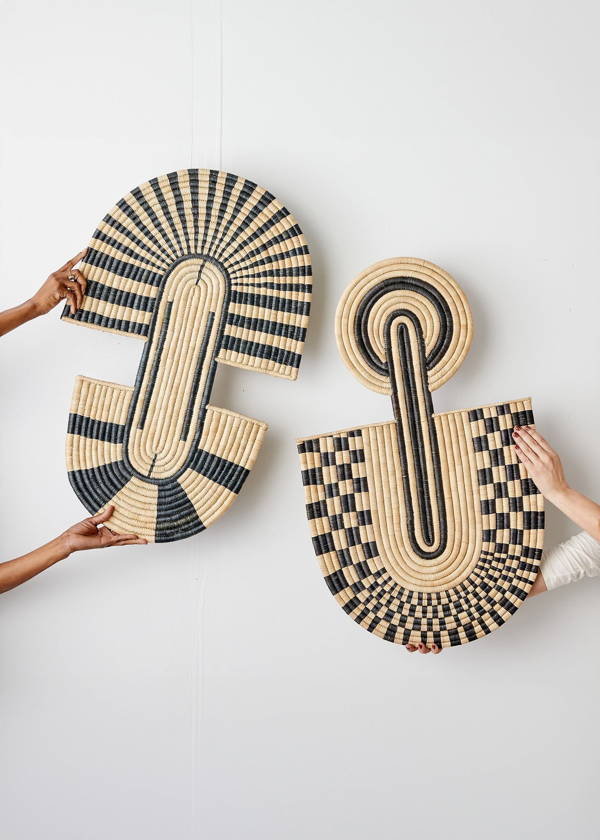 Maravi Patterned Black & Natural Woven Wall Art-Wall Décor-Parc Decor