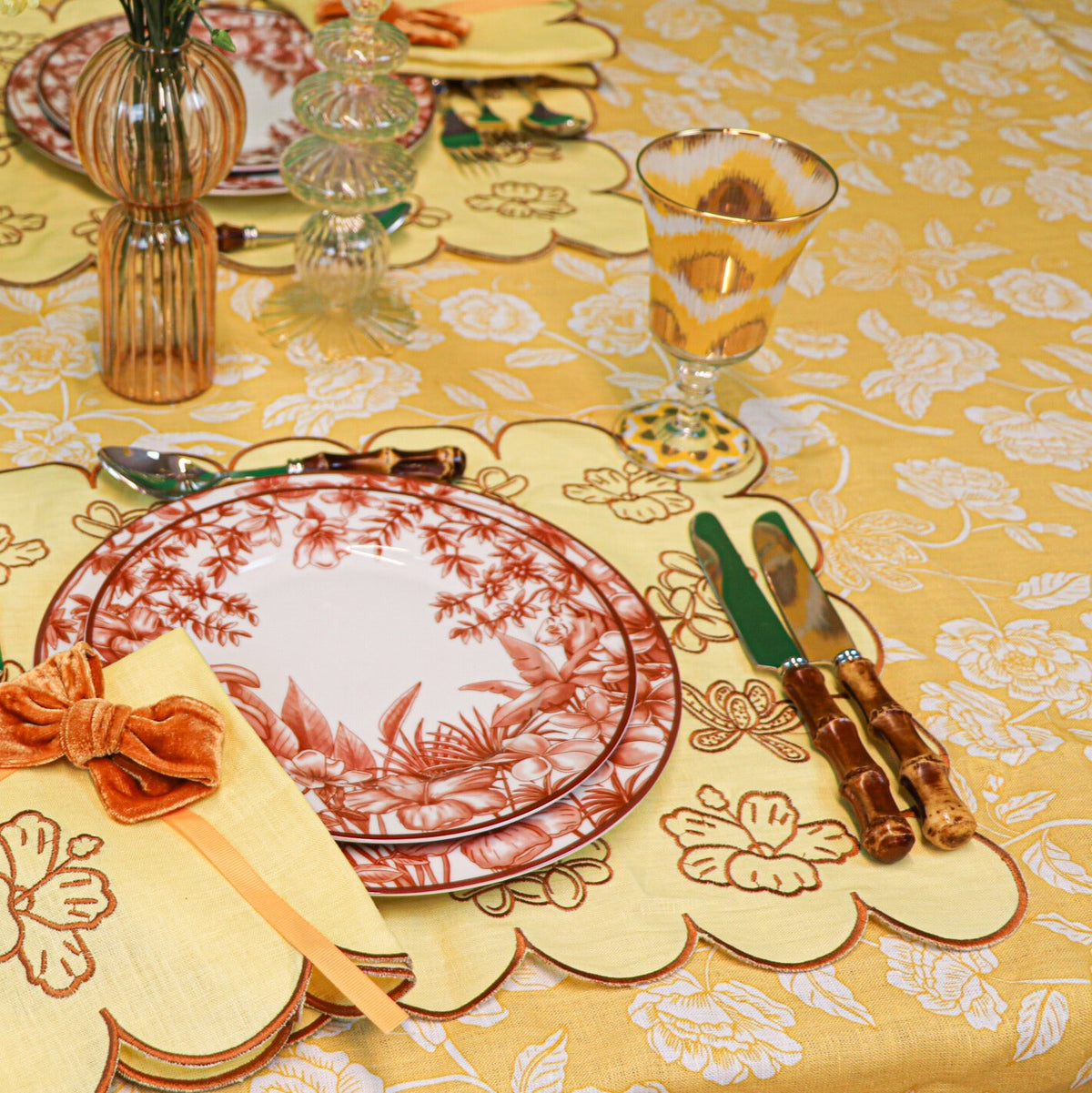 Marigold Flora Parlour Premium Linen Tablecloth