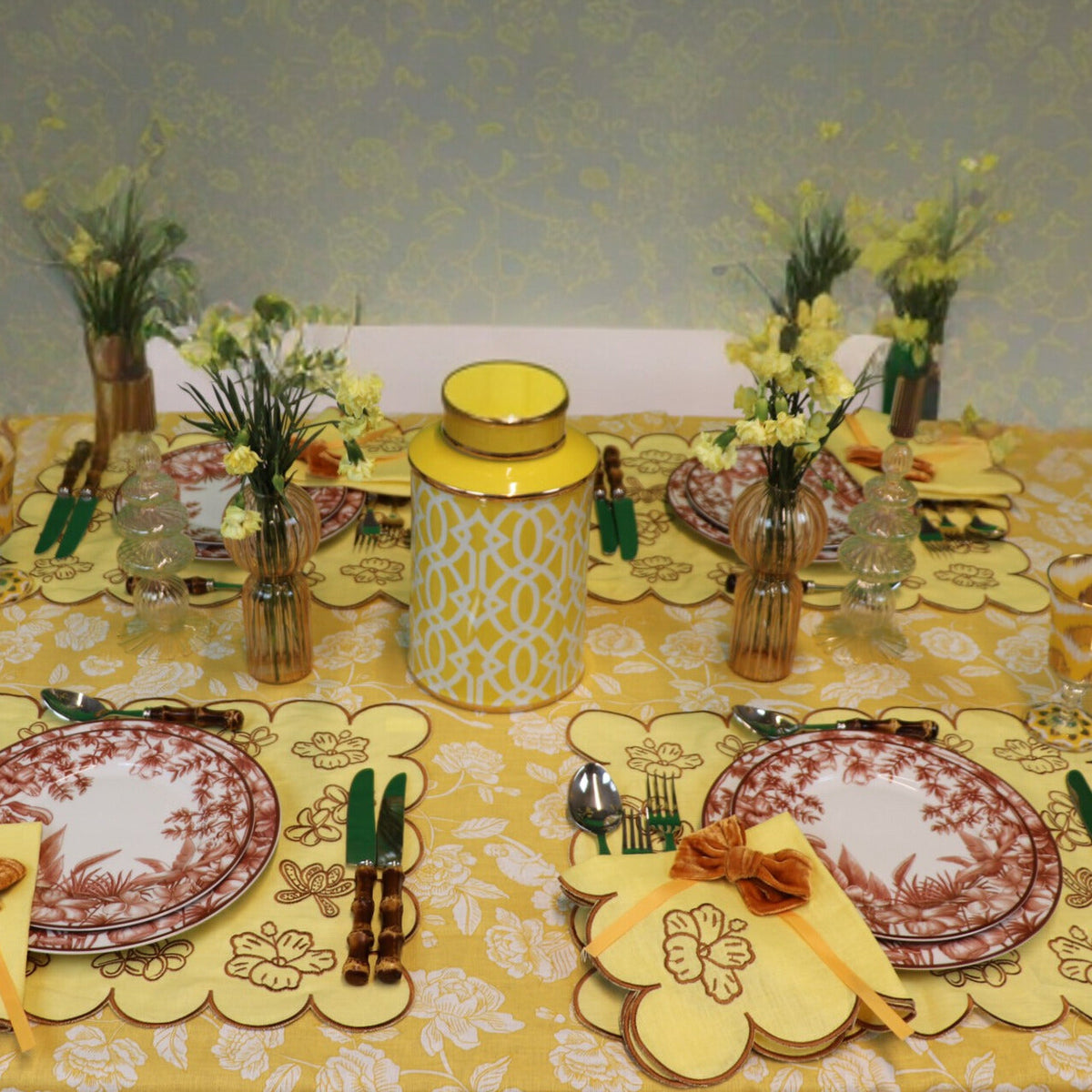 Marigold Flora Parlour Premium Linen Tablecloth