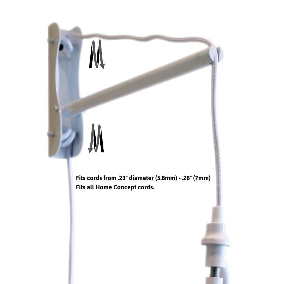 MAST Plug-In Wall Mount Pendant, 2 Light White Cord/Arm with Diffuser, Rounded Corner Square Oatmeal Drum Shade 14"W