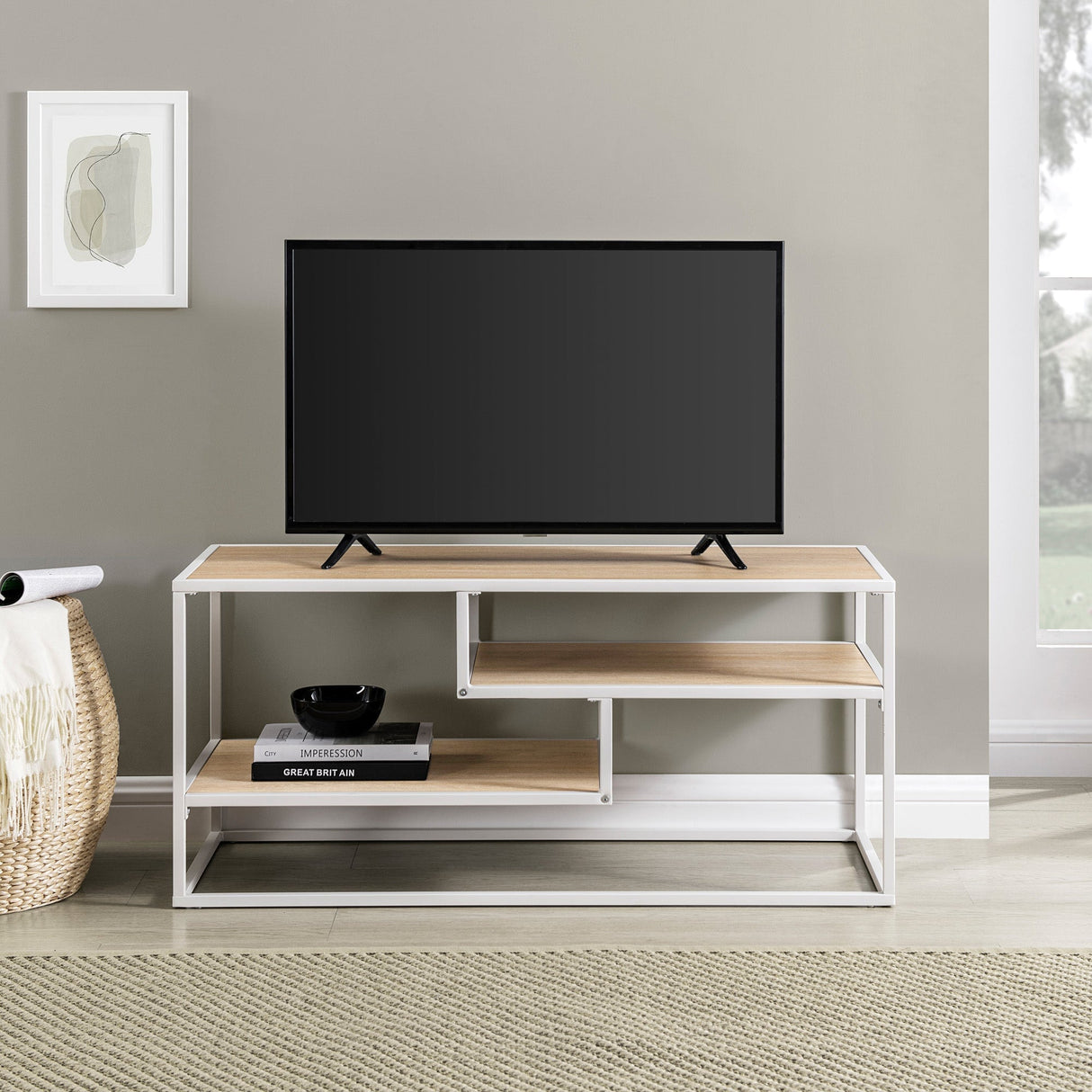 Maya 40" Contemporary Metal TV Stand-Entertainment-Parc Decor