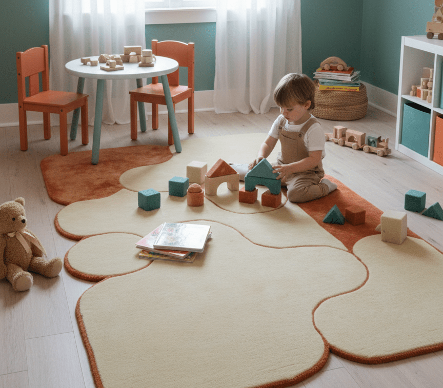 Maze Custom Made Modern Design Beige Hand Tufted Wool Rug