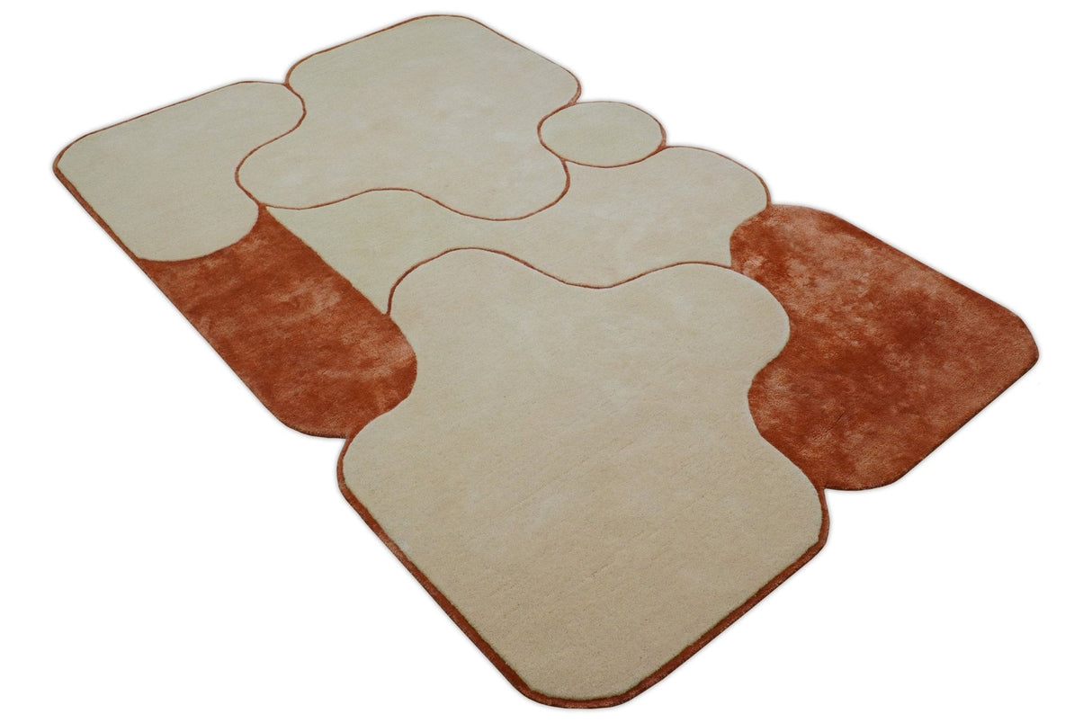 Maze Custom Made Modern Design Beige Hand Tufted Wool Rug