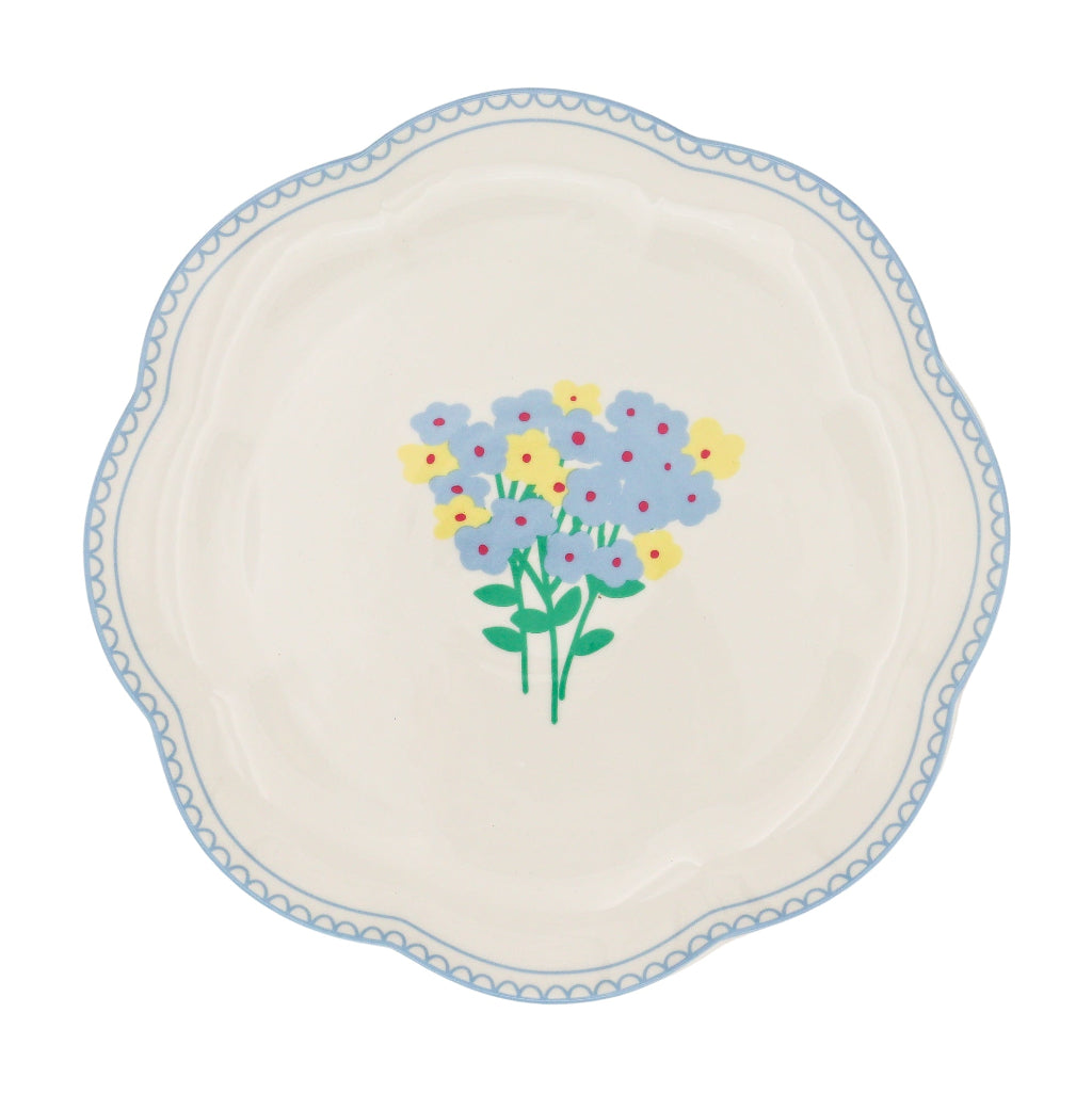 Meadow Flora Scalloped Ceramic Starter Plates – Set of 4 (+1 Bonus Plate)