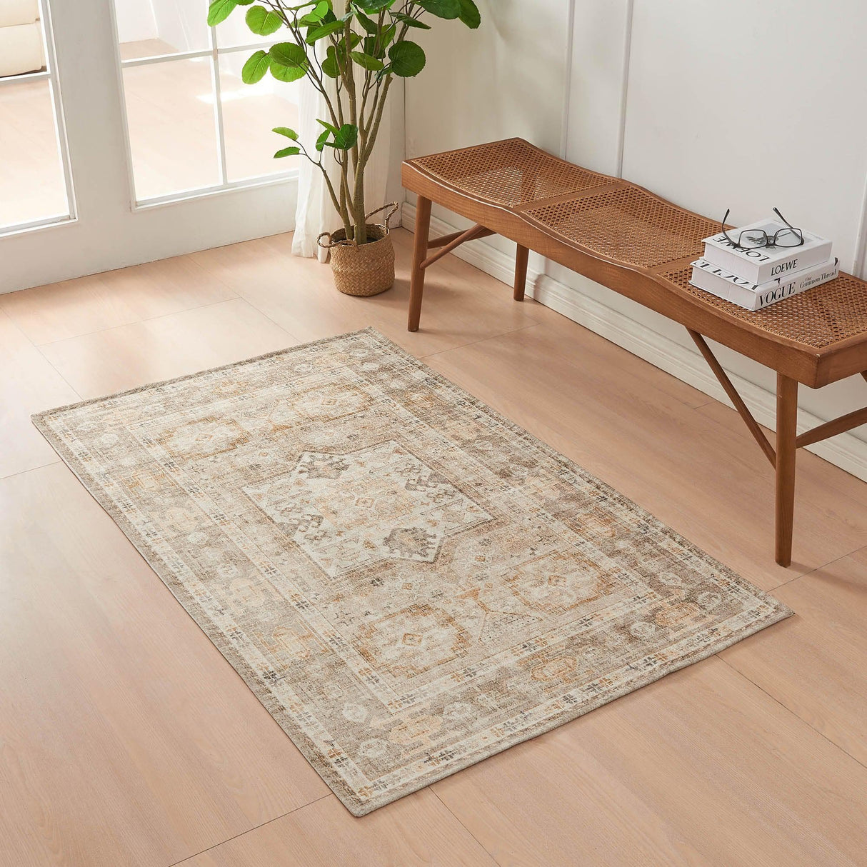 Medallion Machine Washable Accent Area Rug 3' x 5' - Nava Collection-Rugs-Parc Decor