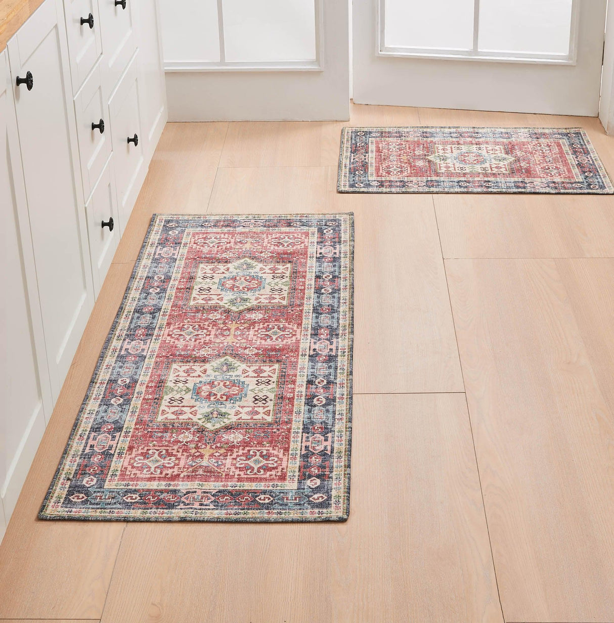 Medallion Machine Washable Accent Area Rug & Runner 2 Pack - Nava Collection-Rugs-Parc Decor