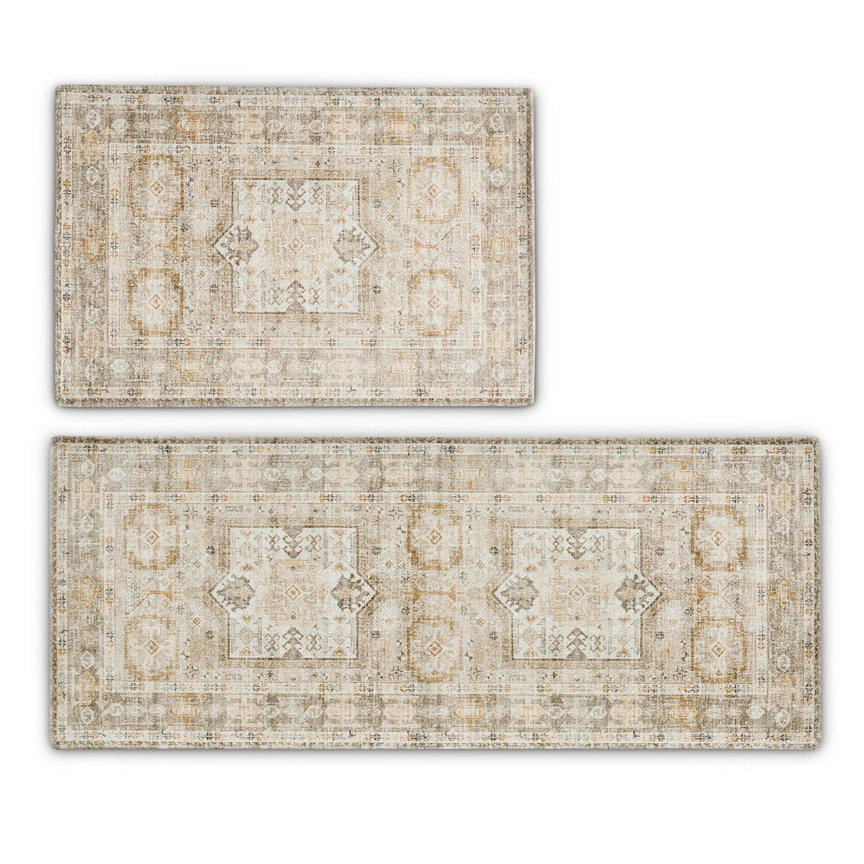 Medallion Machine Washable Accent Area Rug & Runner 2 Pack - Nava Collection-Rugs-Parc Decor