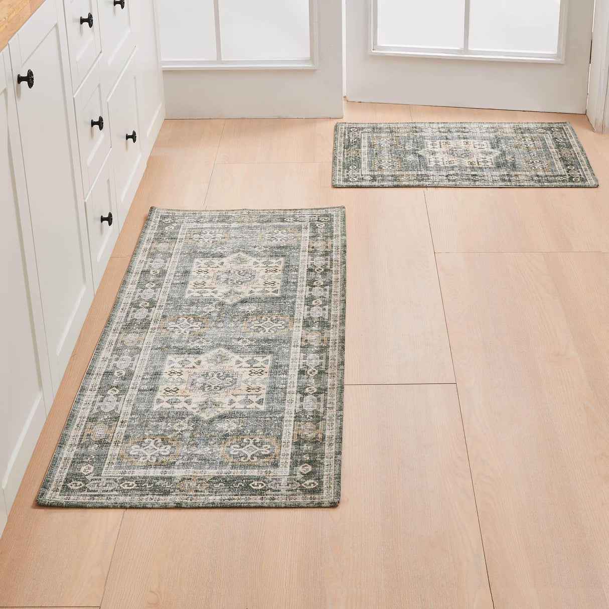 Medallion Machine Washable Accent Area Rug & Runner 2 Pack - Nava Collection-Rugs-Parc Decor
